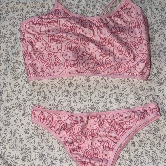 SHEIN Pink Cartoon Print Bra Set - Picture 2 of 2
